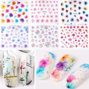 Fake Nagels 3D Nail Art Transfer Stickers 50 vellen Bloem Decals Manicure Decoratie Tips