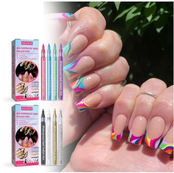 Esmalte de uñas 3D Art Pen Nails Art Dibujo Pintado Dotting Pen Impermeable Esmalte de uñas Plumas Marcador