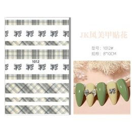 3D Nail Sticker English Letter Stickers Face Pattern Sliders Valentine's Day Nail Art Decoration PLAID Manicure Sticker