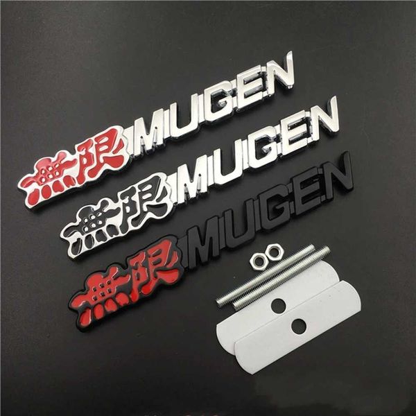 Placa con nombre 3D, letras de Metal para coche, capó delantero, parrilla, emblema Mugen, insignias adhesivas para Honda Mugen Accord Civic Fit CRV3, accesorios