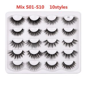 Pestañas postizas naturales 3D 10 pares de pestañas de visón de imitación Reutilizables Hecho a mano Dramático Largo Grueso Suave Wispy Fluffy Volumen de pestañas 11 Estilos Herramientas de maquillaje de ojos