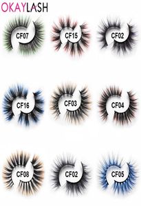 3D Natural Faux Mink nep gekleurde wimpers zachte synthetisch Halloween Party False Color Oog Lashes Kostuum Makeup6852600