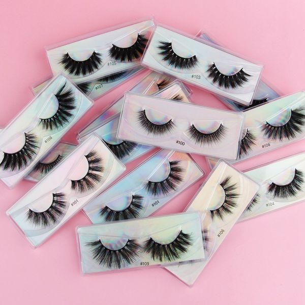 3D Maquillage Naturel Faux Vison Faux Cils Faits À La Main Bande Complète Cils Cils Naturels Longs Cils Extension Doux Laser Carte Emballage