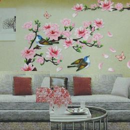 3d nieuwe kersen perzik bloesem bloem tak vlinder afneembare pvc art muur sticker muur decor decals DIY