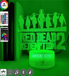 Lámpara de mesa novedosa 3D USB Anime Night Light LED Red Dead Redemption 2 Nightlight Gaming Room Club Decoración para niños Regalo Lava Base5670637
