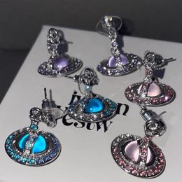 3D Orbit Stud Earring met stempel Dames Crystal Planet Saturn Earring Mode-sieraden