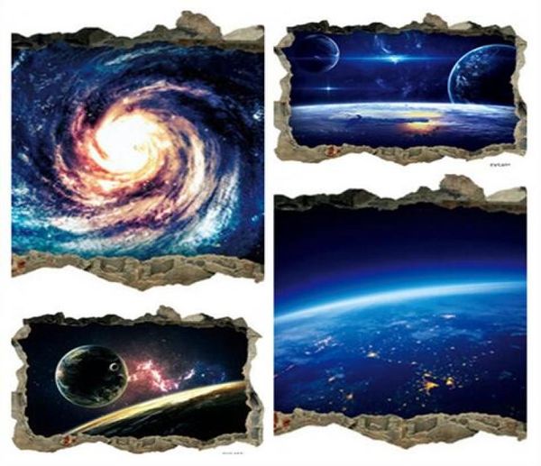 3d Espace extérieur Star Planet Mur pour les enfants décor de chambre Galaxie Art Mural décalcomanies pour la maison Décoration de sol amovible Autocollants de sol 7248314