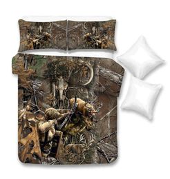 Ensemble de literie peinte en 3D King King Creative Artistic Hunter and Deer Duvet Cover Queen Home Deco Single Double Bed Cover avec aire d'oreiller23769952