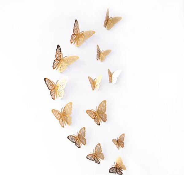 Autocollants muraux papillon en papier 3D réfrigérateur papillon pour la décoration de la maison 12 pièces/ensemble décoration Mariposas 3D papillon décoration Stickers muraux