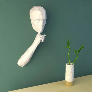 Modèle en papier 3D de la personne silencieuse pour la décoration murale du café de la bibliothèque, restez silencieux dans les lieux publics, PaperCraft, jouets d'art fabriqués à la main 231225