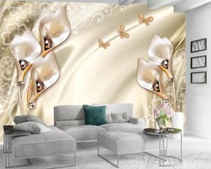 3D Papier Muur Purple Parel Calla Lily 3D Wallpaper HD Superieure Interieur Decoraties 3D Luxe Bloembehang