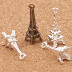 3D París Torre Eiffel Aleación Pequeños Encantos Colgantes 100 unids / lote MIC Bronce Plateado Plata Elegante 22 mm 4 mm L448228j