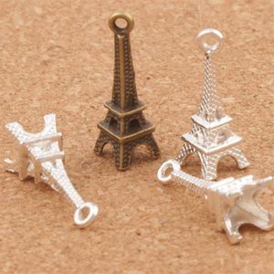 3D Paris Tour Eiffel Alliage Petits Charmes Pendentifs 100 pcs lot MIC Bronze Argent Plaqué Élégant 22mm 4mm L4482675