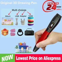 Bolígrafo 3D DIY para dibujar, 3 velocidades ajustables con pantalla LCD, juguetes de filamento PLA compatibles, pintura segura para niños, regalo para niños 220704