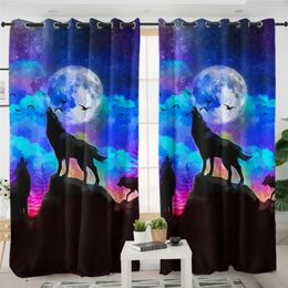 3D Persoonlijkheid Totem Night Animal Hungry Wolf Curtains woonkamer huis slaapkamer gordijn schadig doek aangepaste haak decoratief