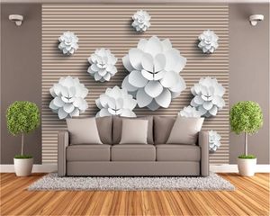 3D-fotobehang HD stereoscopisch witte bloem woonkamer slaapkamer achtergrond wanddecoratie muurschildering behang