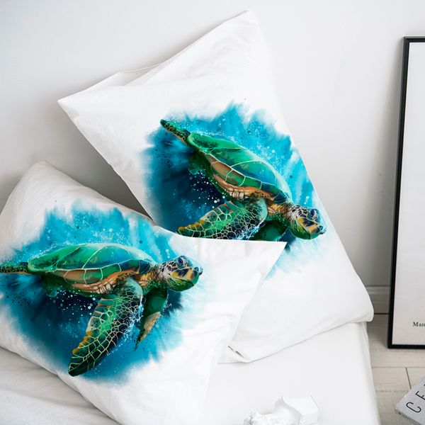 Case de almohadas 3D, caja de almohada personalizada/50x70/50x75/50x80/70x70 cubierta de almohada decorativa, ropa de cama de tortuga marina de animales, envío de caída