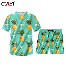 Costumes pour hommes ananas 3D, t-shirt à manches courtes, ensemble de 2 pièces, Tops décontractés, Shorts, costume à la mode, imprimé complet du corps, 220623