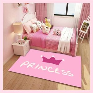 3D Pink Princess Carpet Kids Room Dormitorio Dibujos animados Chica Habitación Área Alfombras Nordic Sala de estar Alfombra grande Hogar Decorativo Piso Mat 210928