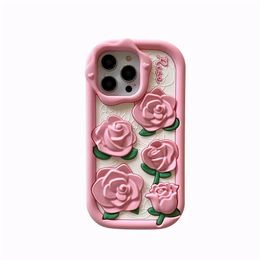 3D Pink Rose Hülle für iPhone 15 14 Pro Max 13 12 Schutzhülle Zubehör für Apple iPhone 11 14pro Kreatives romantisches Geschenk 3D Shell Case Rückseite 1 Stück