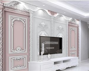 3d roze driedimensionale reliëf wallpapers Europese achtergrond muur moderne behang voor de woonkamer