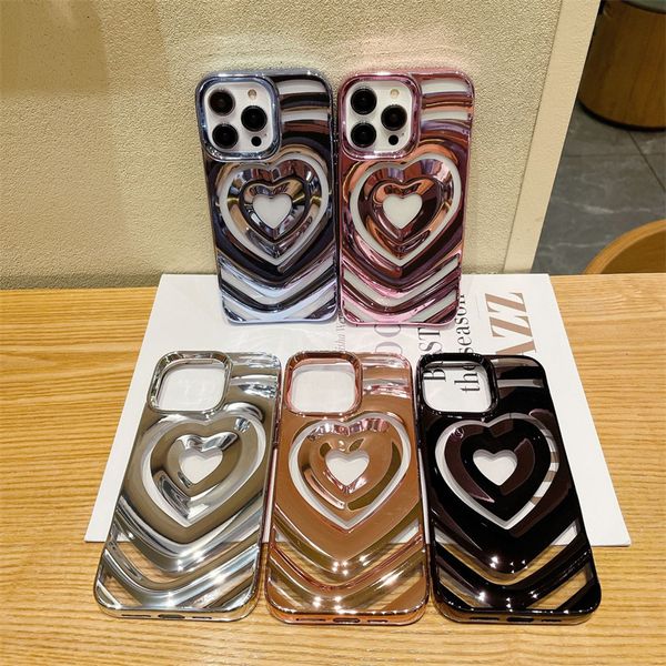 Coque de téléphone plaquée 3D pour iPhone 15 14 13 12 11 Pro Max X XS MAX XR 15pro 14pro, coque arrière antichoc, Protection contre les chutes, miroir, Couple, étuis roses, 30 pièces