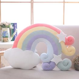 3D Pluche Kussen Kussen Cadeau Zacht Gevuld Rugleuning Speelgoed Verjaardag Grappig Lucht Wolken Regenboog Natuur Voor Kinderen Home Decor Meisje 240111