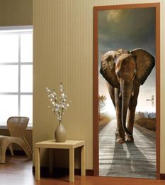 3D Po Wallpaper Elephant PVC Self -adhesive waterdichte muurpapier Home Decor woonkamer slaapkamer badkamer deur muurschildering sticker66180359680014