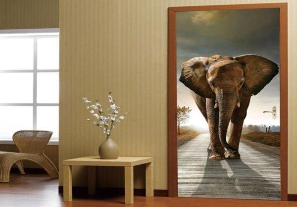 Fond d'écran 3d PO Elephant PVC Selfadhesive étanche papier peint à la maison décor salon chambre de salle de bain porte murale autocollant 66180352315747