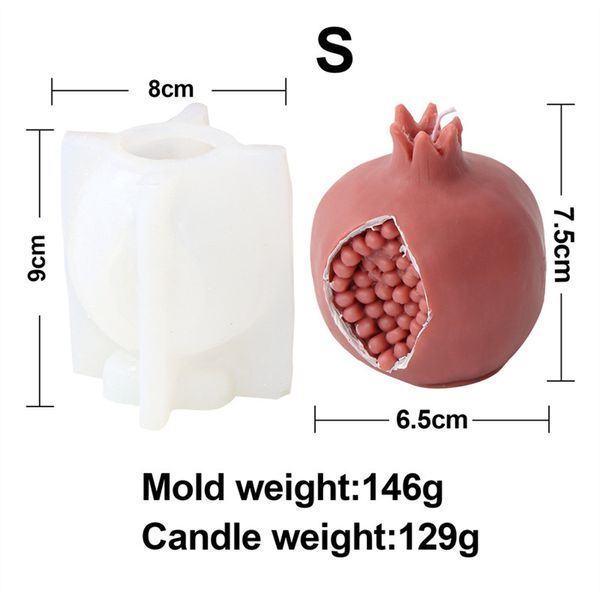 Moule de bougie en silicone de fruits de la grenade 3D pour bricolage aromathérapie aux ornements de bougie artisanat de boulange