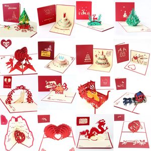 Cartes pop-up 3D Cake de diy Greatting Cartes postales Cadeaux avec enveloppe pour la fête Favors Birthday Christmas Wedding Decoration