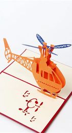 3D pop-up cartes de voeux hélicoptère joyeux anniversaire merci pour les enfants