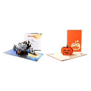 Cartes Halloween pop-up 3D Card de voeux de citrouille fantôme avec enveloppe pour la fête d'Halloween Gift Carte postale