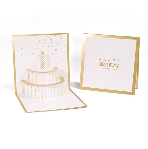 Tarjetas de felicitación de pastel hechas a mano emergentes en 3D, tarjeta de agradecimiento de feliz cumpleaños para niños, suministros festivos para fiestas 3635128