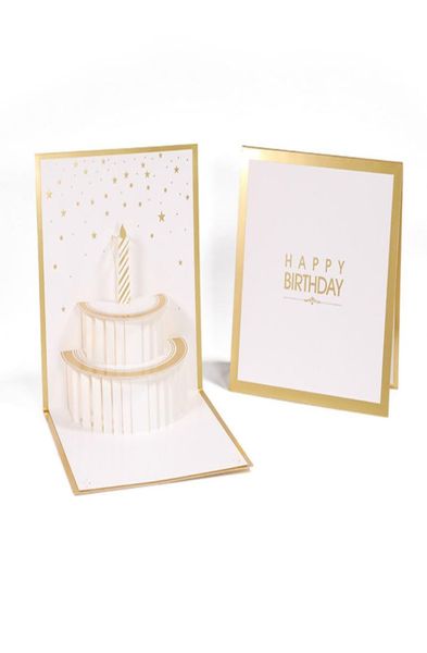 Cartes de vœux de gâteau Pop-Up 3D faites à la main, carte de remerciement pour joyeux anniversaire pour enfants, fournitures de fête Festive 4735804