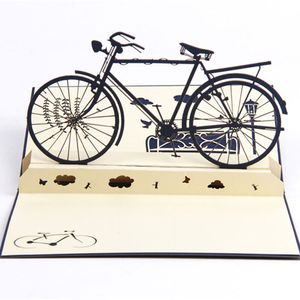 3D handgemaakte laser gesneden vintage fiets papier wenskaarten gelukkige verjaardag ansichtkaarten voor jongen kinderen feestelijke feestartikelen