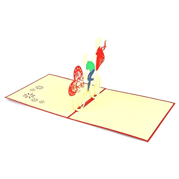 Cartes de vœux en papier d'amour de vélo Vintage découpées au Laser 3D faites à la main pour les amoureux de la saint-valentin, fournitures de fête festive