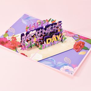 3D Pop Up Cartes De Fête Des Mères Cadeaux Bouquet Floral Cartes De Voeux Fleurs pour Maman Femme Anniversaire Sympathie Obtenez Bien En Gros