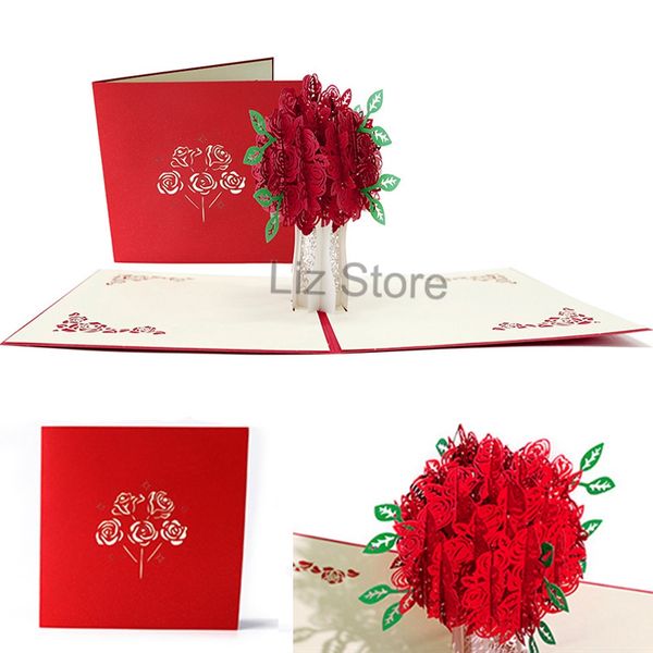 3D Pop Up Rose Cartes De Voeux Anniversaire Saint Valentin Carte De Félicitations Faire-Part De Mariage Thanksgiving Carte De Voeux TH0784