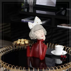 3D mooi meisje standbeeld woondecoratie beeldje miniatuur moderne Scandinavische sculptuur tafel decor woonkamer decoratieve bureau opslag 231227