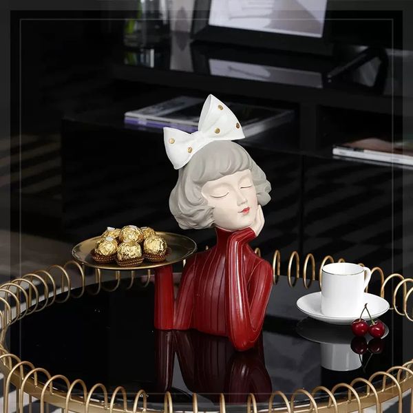 3d jolie girl statue décoration de maison figurine miniature moderne sculpture nordique de table décor salon salon berceau décoratif rangement 231227