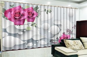 Rideau imprimé 3d pour salon, boule flottante blanche, magnifique Rose, impression numérique 3d HD, beaux rideaux pratiques