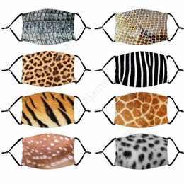 3D-Print Designer Maskers met Filter Pocket Tiger Leopard Design Grappige Gezichtsmasker Beschermende Oorhangende Behandeling Gezicht Cover Masks Daj76