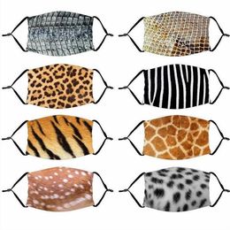 3D-print Designer Maskers met Filter Pocket Tiger Leopard Design Grappige Gezichtsmasker Beschermende oorhangende Cover Cover Cover Masks DAP76