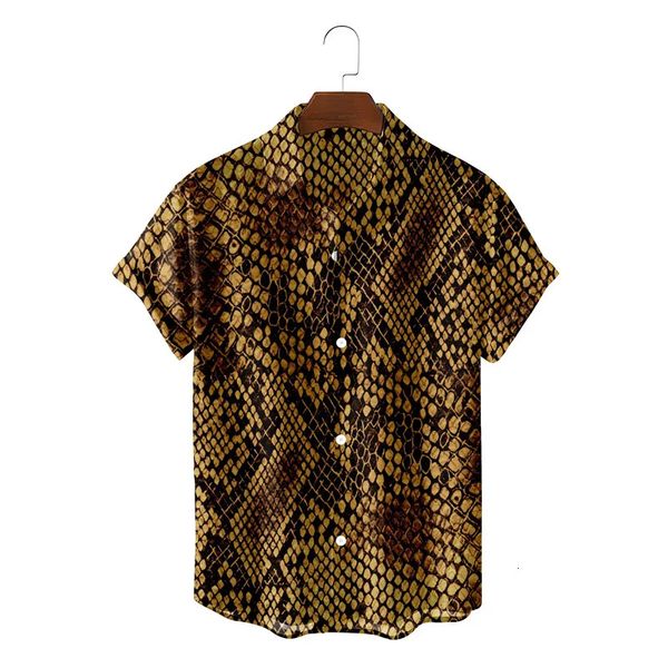 Print 3d Leopard Snake Skin Hawaiian Men Men Loose Summer Street Street Shirts Fashion Top Summer Stéro Blouse Aloha 240520