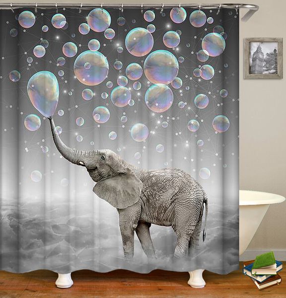 Impression 3D Rideaux De Douche Animaux Éléphant Rideaux pour Salle De Bains Décor Taille Personnalisée Image Rideau De Bain En Gros T200711