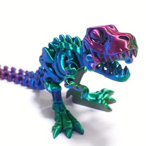 Esqueleto de impresión 3D Tyrannosaurus Rex Toys 27 cm Las juntas pueden mover libremente decoraciones de mesa a mano Figuras de dinosaurio de juguete para niños adultos 087