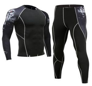 3D Print Wolf Heren Sets Compressie Shirts Legging Basislaag Crossfit Fitnesskleding MMA BJJ trainingspak T-shirt Strakke Tops2939115