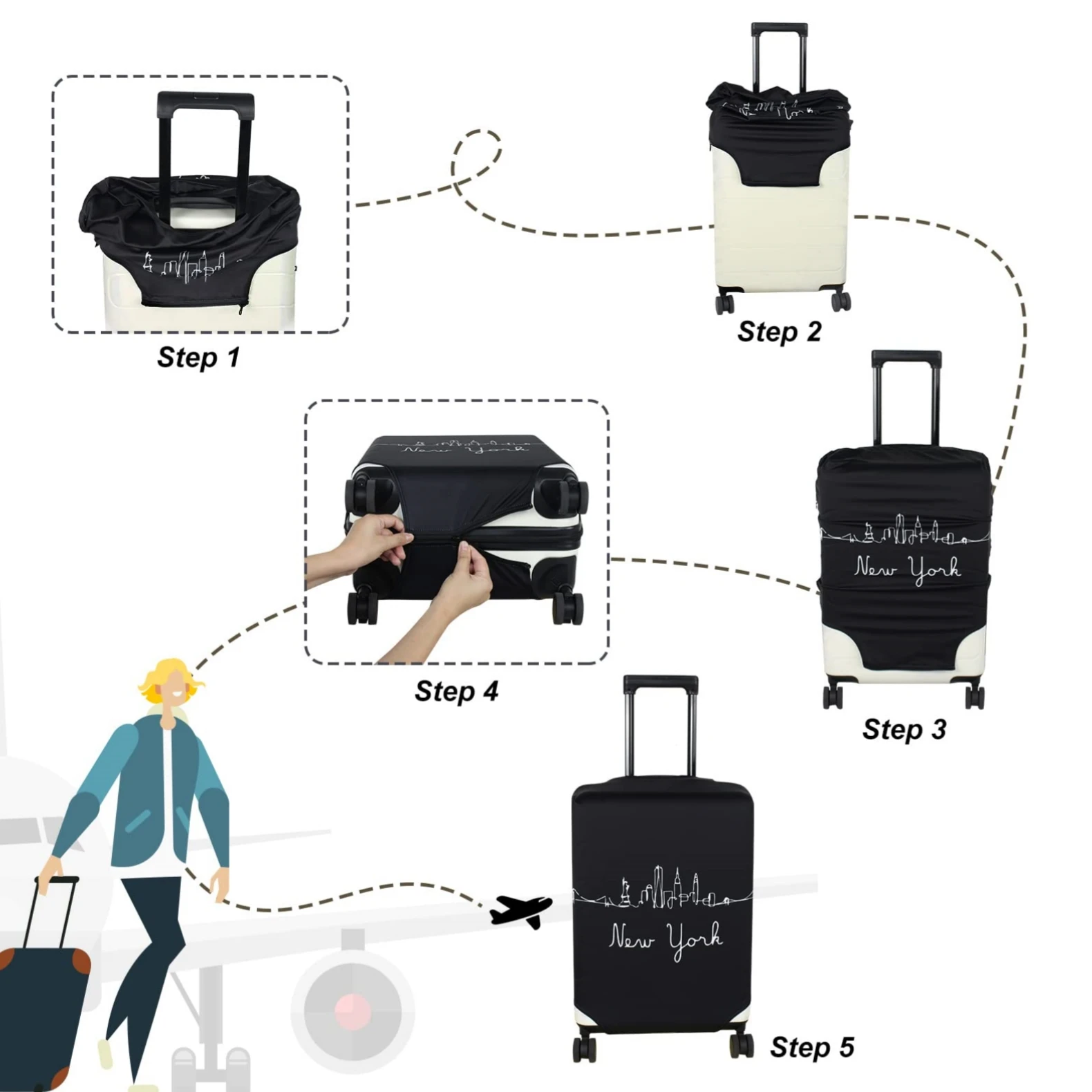 Couverture de protection des bagages d'élasticité d'animaux imprimés 3D Accessoires de voyage de 18 à 32 pouces
