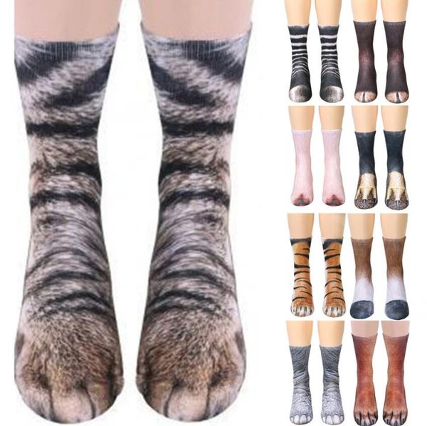 3D imprimé Animal pied chaussettes pom-pom girl longues chaussettes garçons filles chaussettes adulte sport bas multicolores dessin animé une face impression